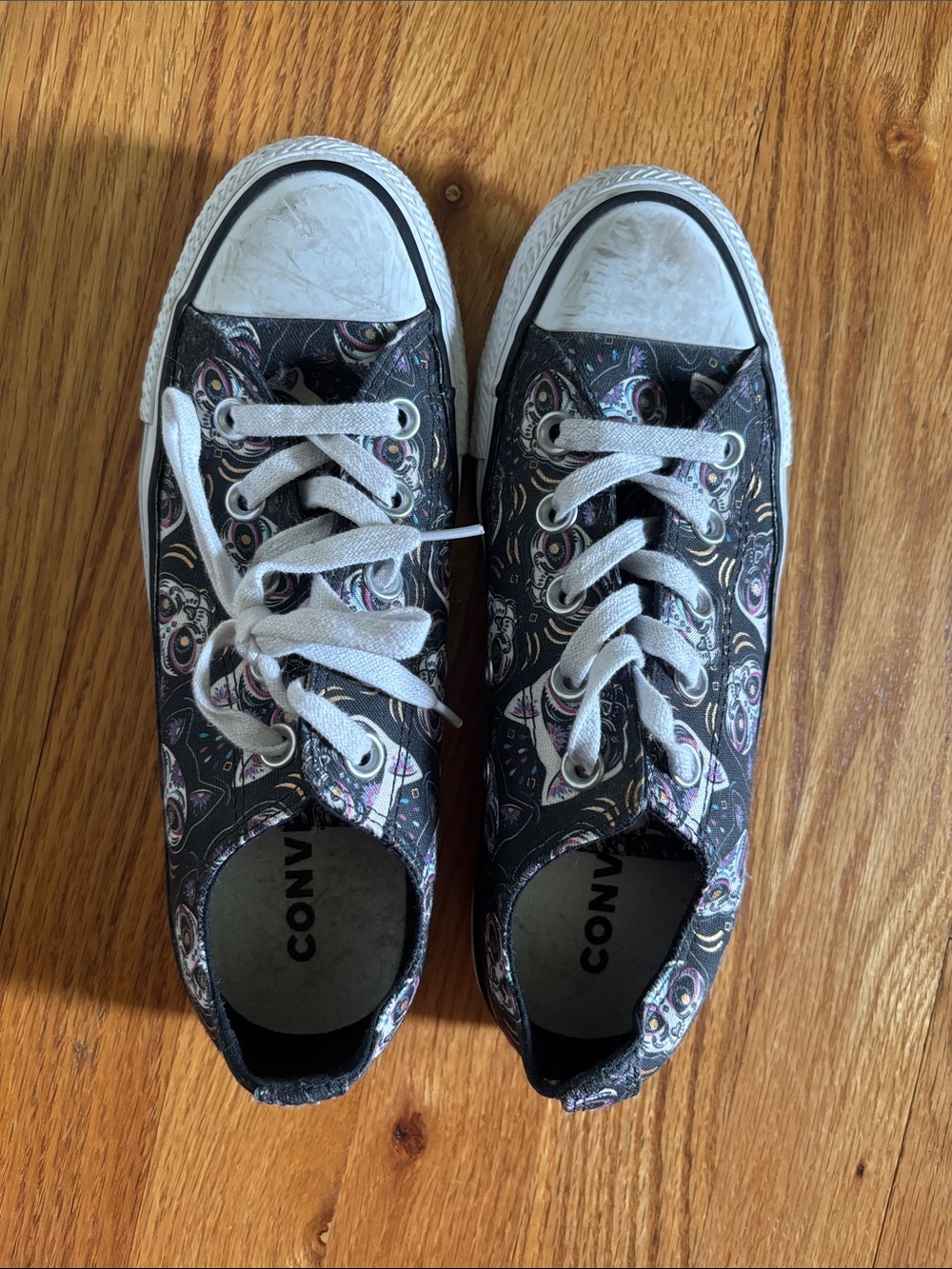 Converse Black Cat Pattern Low-Top Sneakers